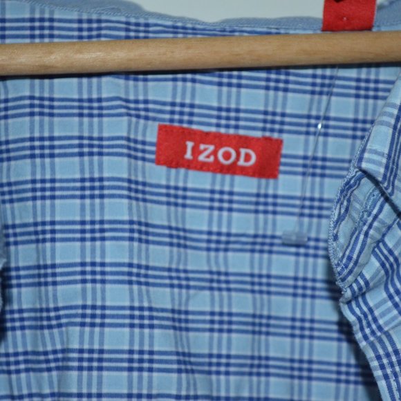IZOD Men's 4XL Blue Plaid Button Down Shirt - Picture 3 of 5